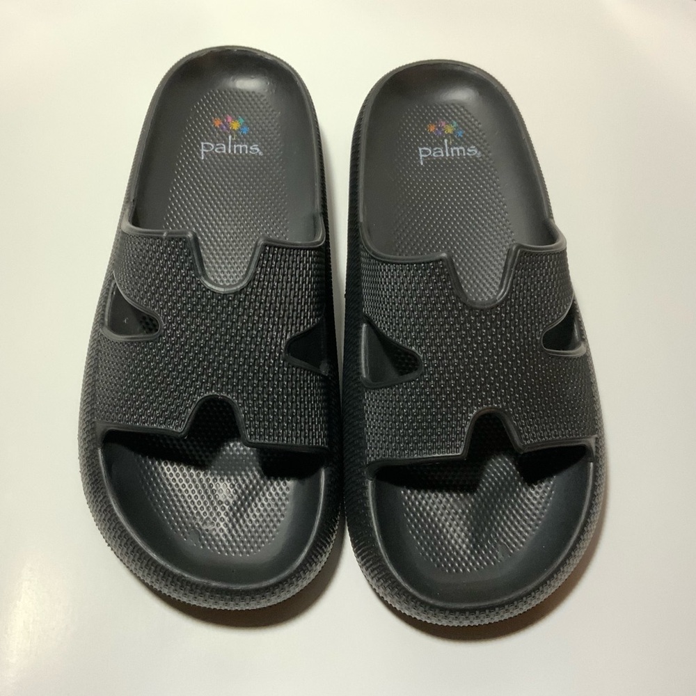 Black Slip on Open Toe Sandals